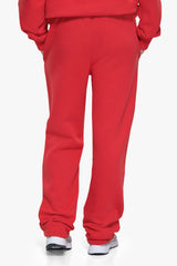 WOMEN CONTRAST OPEN LEG JOGGER RED