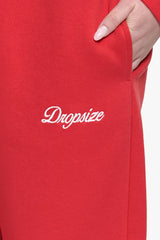 WOMEN CONTRAST OPEN LEG JOGGER RED
