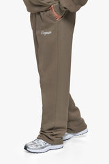WOMEN CONTRAST OPEN LEG JOGGER SAFARI GREEN