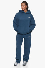 WOMEN CONTRAST OPEN LEG JOGGER TEAL