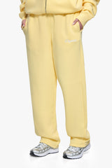 WOMEN CONTRAST OPEN LEG JOGGER WASHED YELLOW