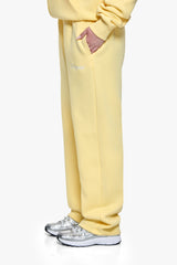 WOMEN CONTRAST OPEN LEG JOGGER WASHED YELLOW