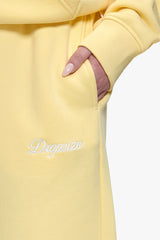 WOMEN CONTRAST OPEN LEG JOGGER WASHED YELLOW