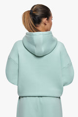 WOMEN CONTRAST EMBO ZIP HOODIE HARBOR GREY
