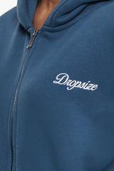 WOMEN CONTRAST EMBO ZIP HOODIE TEAL