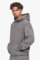 HEAVY OVERSIZE HD LOGO HOODIE  GREY