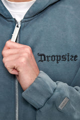 SUPER HEAVY OVERSIZE BLANK ZIP HOODIE WASHED GREY