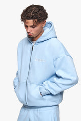 SUPER HEAVY OVERSIZE BLANK ZIP HOODIE BABY BLUE