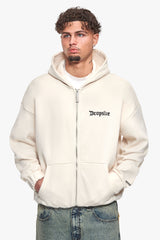 SUPER HEAVY OVERSIZE BLANK ZIP HOODIE COCONUT MILK