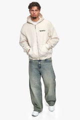 SUPER HEAVY OVERSIZE BLANK ZIP HOODIE COCONUT MILK