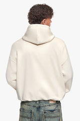 SUPER HEAVY OVERSIZE BLANK ZIP HOODIE COCONUT MILK