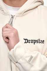 SUPER HEAVY OVERSIZE BLANK ZIP HOODIE COCONUT MILK