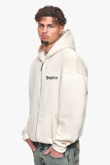 SUPER HEAVY OVERSIZE BLANK ZIP HOODIE COCONUT MILK