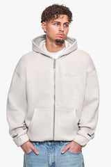 SUPER HEAVY OVERSIZE BLANK ZIP HOODIE MOON BEAM