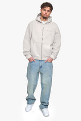 SUPER HEAVY OVERSIZE BLANK ZIP HOODIE MOON BEAM