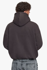 SUPER HEAVY OVERSIZE BLANK ZIP HOODIE WASHED BLACK