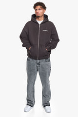 SUPER HEAVY OVERSIZE BLANK ZIP HOODIE WASHED BLACK