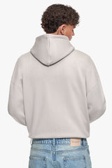 HEAVY OVERSIZE LOGO ZIP HOODIE BEIGE