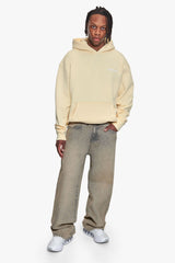 PLEATED RELAXED FIT JEANS WASHED BEIGE