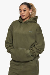 BASIC HOODIE ACID WASHED OLIVE