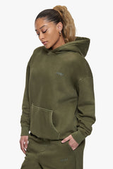 BASIC HOODIE ACID WASHED OLIVE