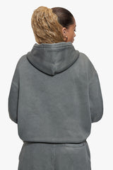 BASIC ZIP  HOODIE ACID WASHED GREY