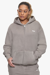 BASIC ZIP  HOODIE ACID WASHED MORNING DOVE