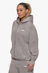 BASIC ZIP  HOODIE ACID WASHED MORNING DOVE