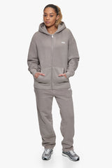 BASIC ZIP  HOODIE ACID WASHED MORNING DOVE