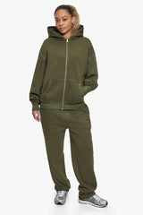 BASIC ZIP  HOODIE ACID WASHED OLIVE