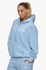 BASIC ZIP  HOODIE BABY BLUE