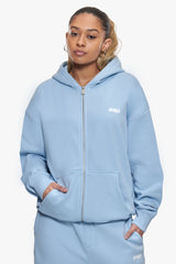 BASIC ZIP  HOODIE BABY BLUE