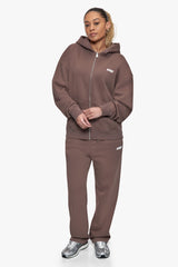 BASIC ZIP  HOODIE LIGHT BROWN