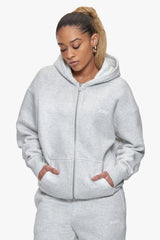 BASIC  ZIP HOODIE GREY MELANGE