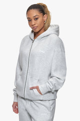 BASIC  ZIP HOODIE GREY MELANGE