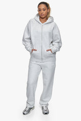 BASIC  ZIP HOODIE GREY MELANGE