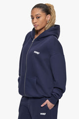 BASIC ZIP  HOODIE SPACE BLUE