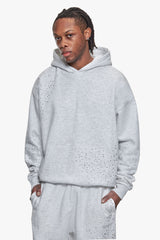 HEAVY OVERSIZE RHINESTONE HOODIE GREY MELANGE