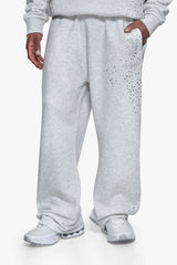 RHINESTONE OPEN LEG JOGGER GREY MELANGE