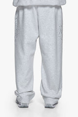 RHINESTONE OPEN LEG JOGGER GREY MELANGE