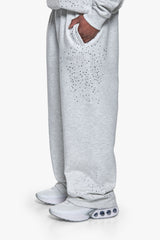 RHINESTONE OPEN LEG JOGGER GREY MELANGE