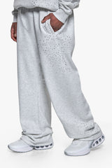 RHINESTONE OPEN LEG JOGGER GREY MELANGE