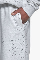 RHINESTONE OPEN LEG JOGGER GREY MELANGE