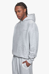 HEAVY OVERSIZE RHINESTONE HOODIE GREY MELANGE
