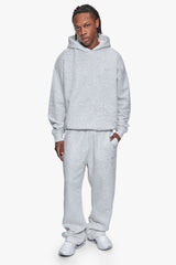 HEAVY OVERSIZE RHINESTONE HOODIE GREY MELANGE