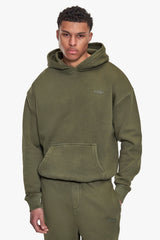 BASIC HOODIE ACID WASHED OLIVE