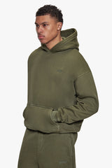 BASIC HOODIE ACID WASHED OLIVE