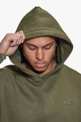 BASIC HOODIE ACID WASHED OLIVE