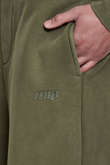 BASIC OPEN LEG JOGGER ACID WASHED OLIVE
