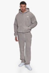 BASIC ZIP  HOODIE ACID WASHED MORNING DOVE